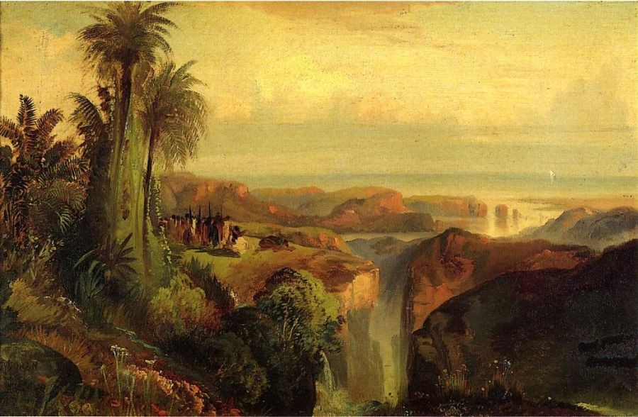 Thomas Moran Indians on a Cliff